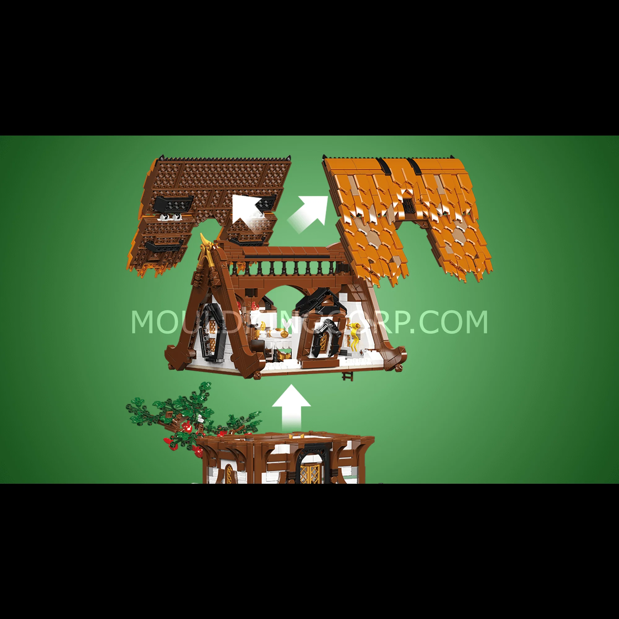 Mould King 16054 Medieval World Log Cabin Building Set | 2,192 Pcs - Image 2