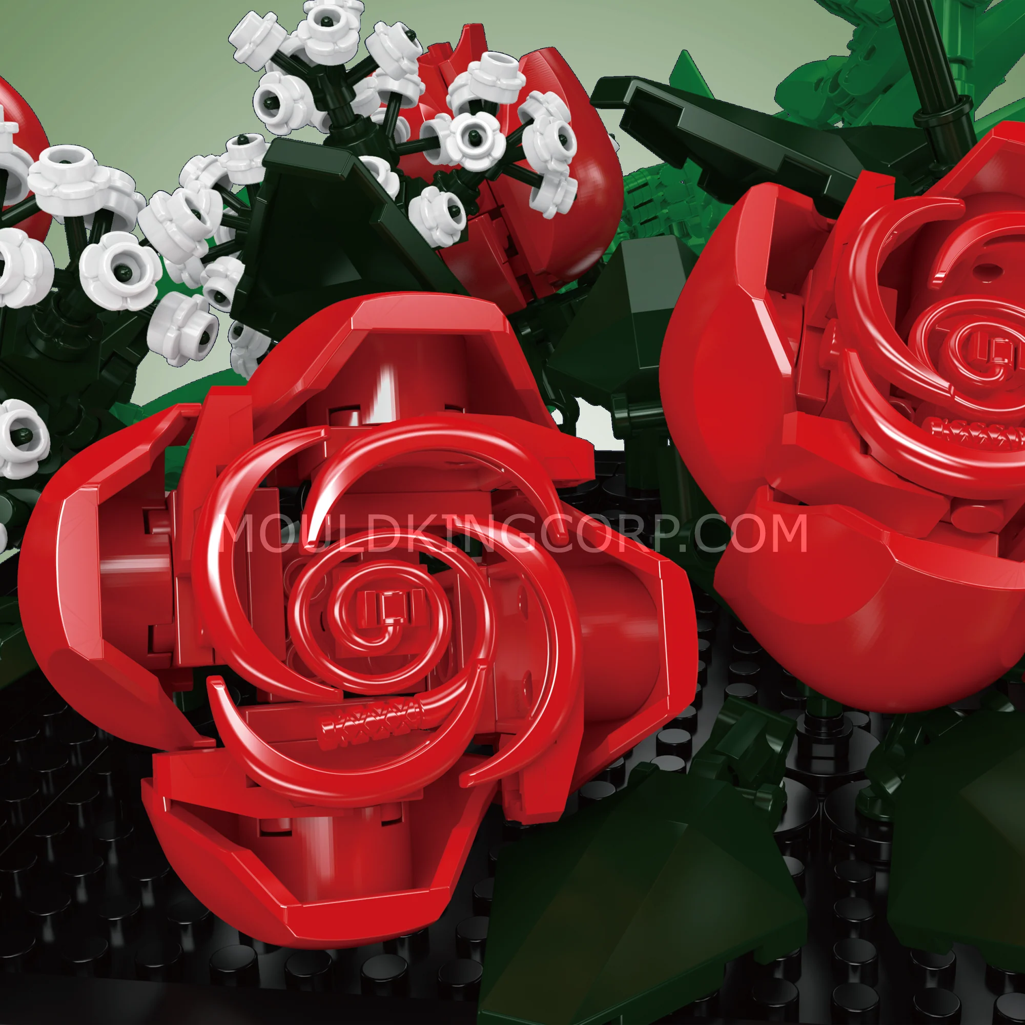 Mould King 24130 Red Rose & Baby's Breath Bouquet Building Set | 894 Pcs - Image 2