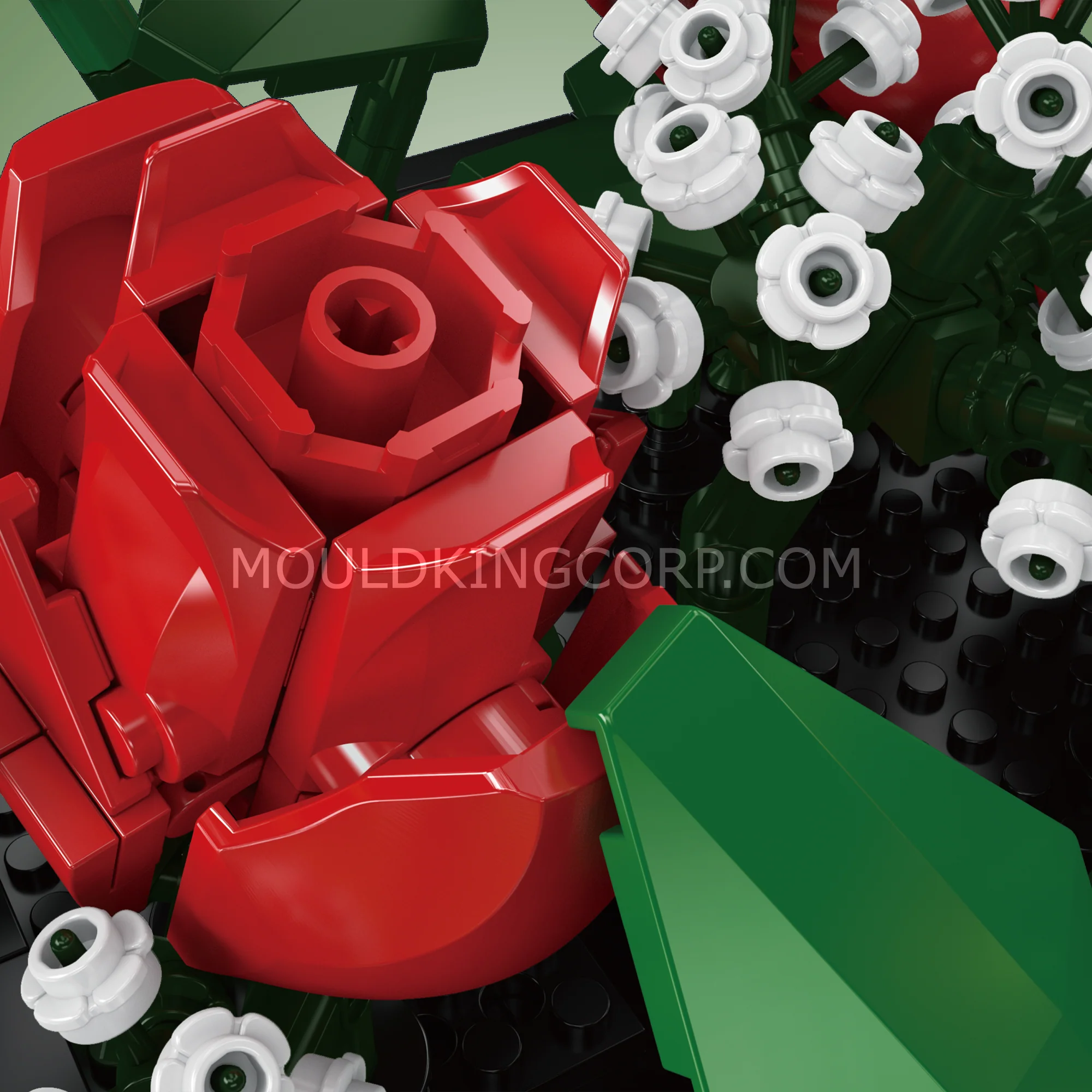 Mould King 24130 Red Rose & Baby's Breath Bouquet Building Set | 894 Pcs - Image 4