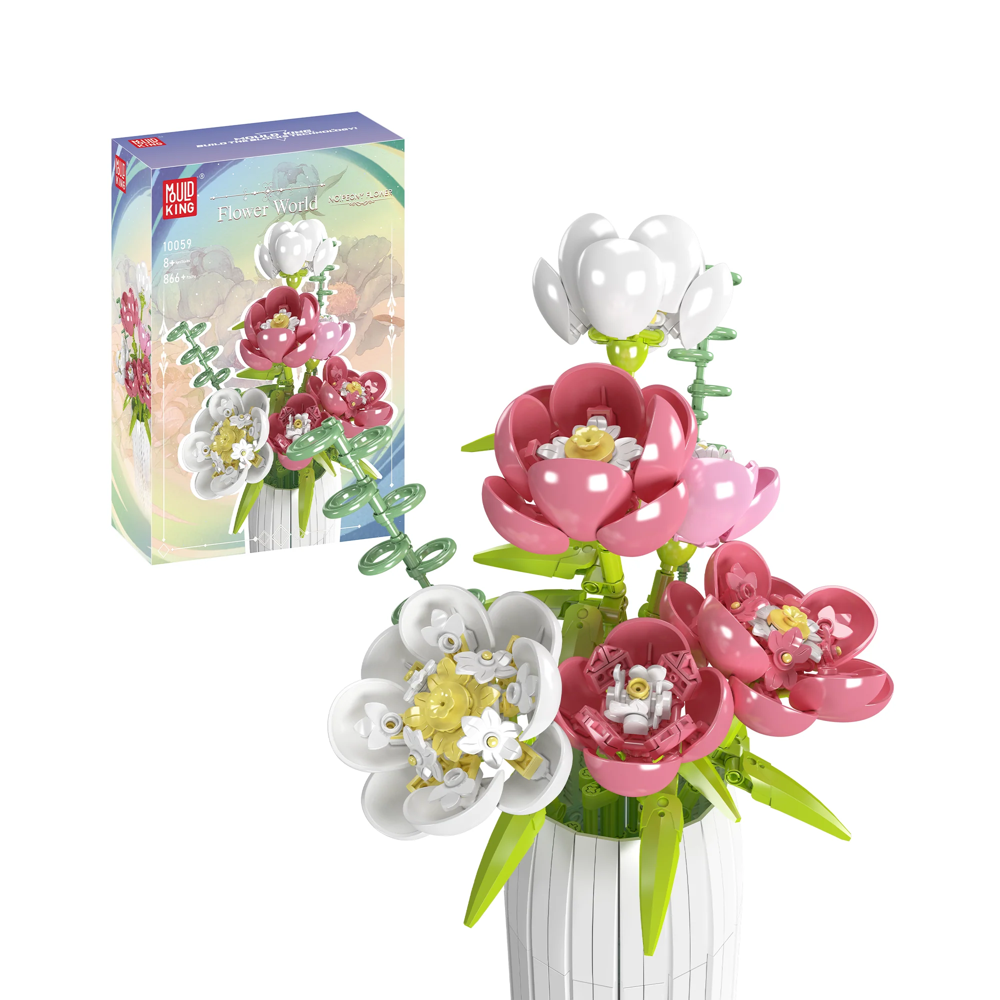 Mould King 10059 Peony Flowers Bouquet Building Set | 866 PCS