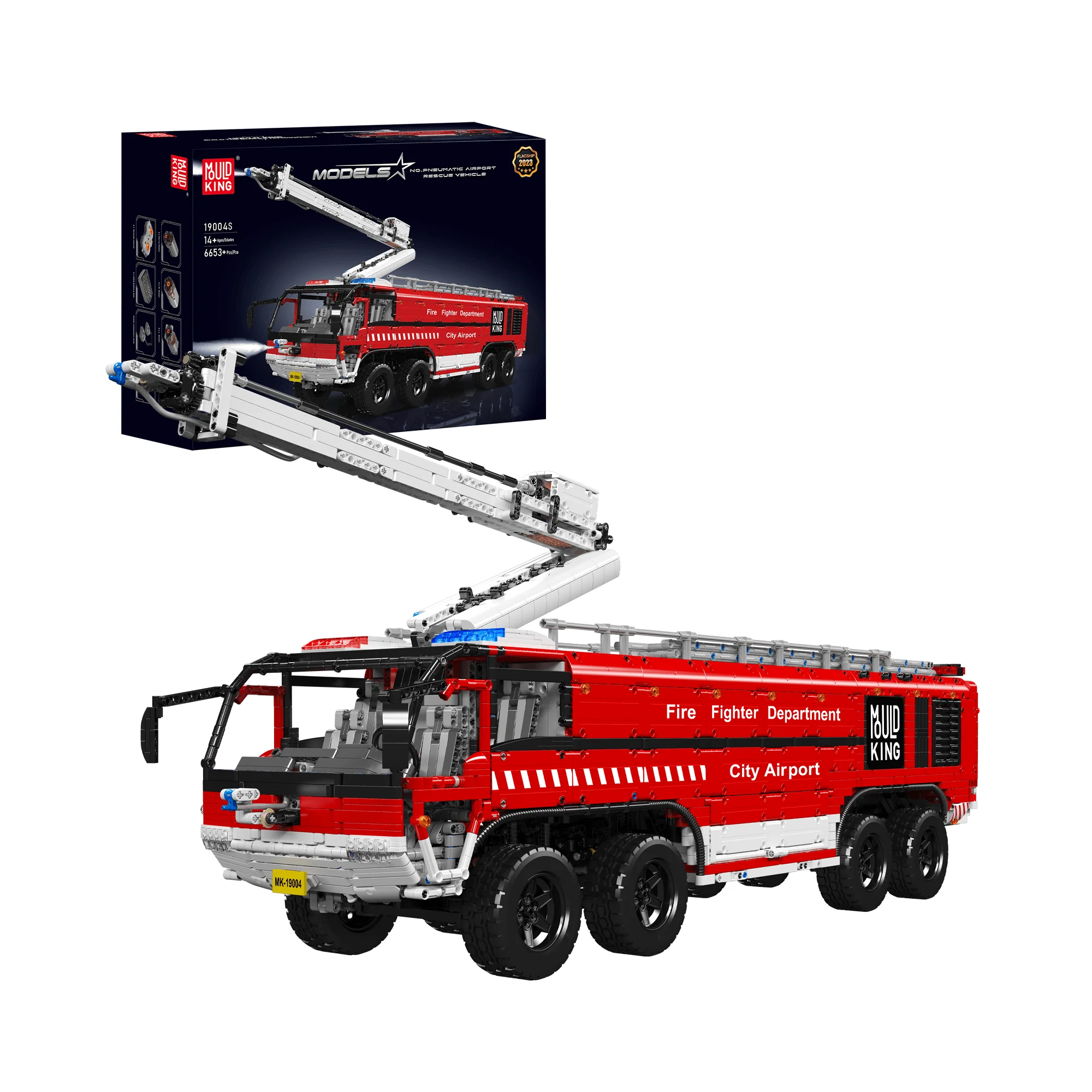 MOULD KING 19004S RC Pneumatic Airport Rescue Vehicle Building Set | 6,653 PCS